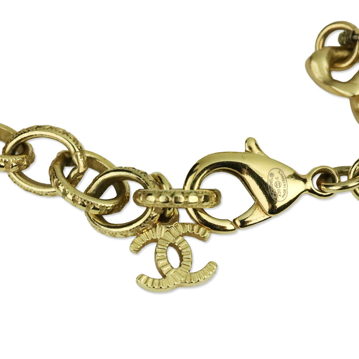Chanel 20A Gripoix Leather Gold-Tone Chain Multi-Strand Necklace