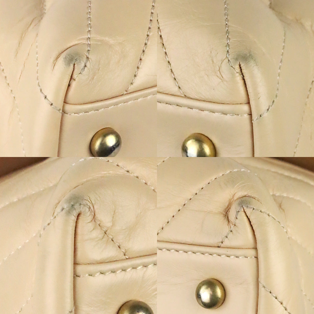 Chanel Beige Calfskin Chevron Quilted Medium Coco Handle Flap Bag