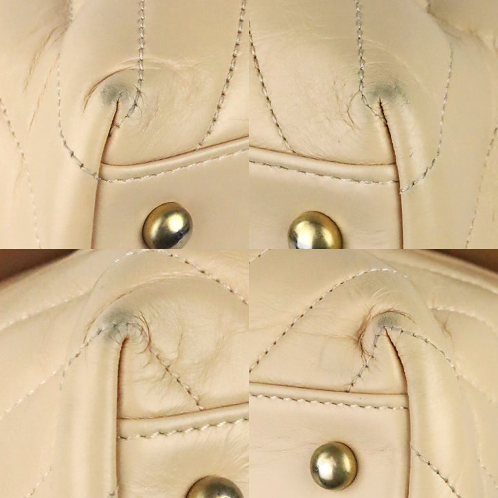 Chanel Beige Calfskin Chevron Quilted Medium Coco Handle Flap Bag