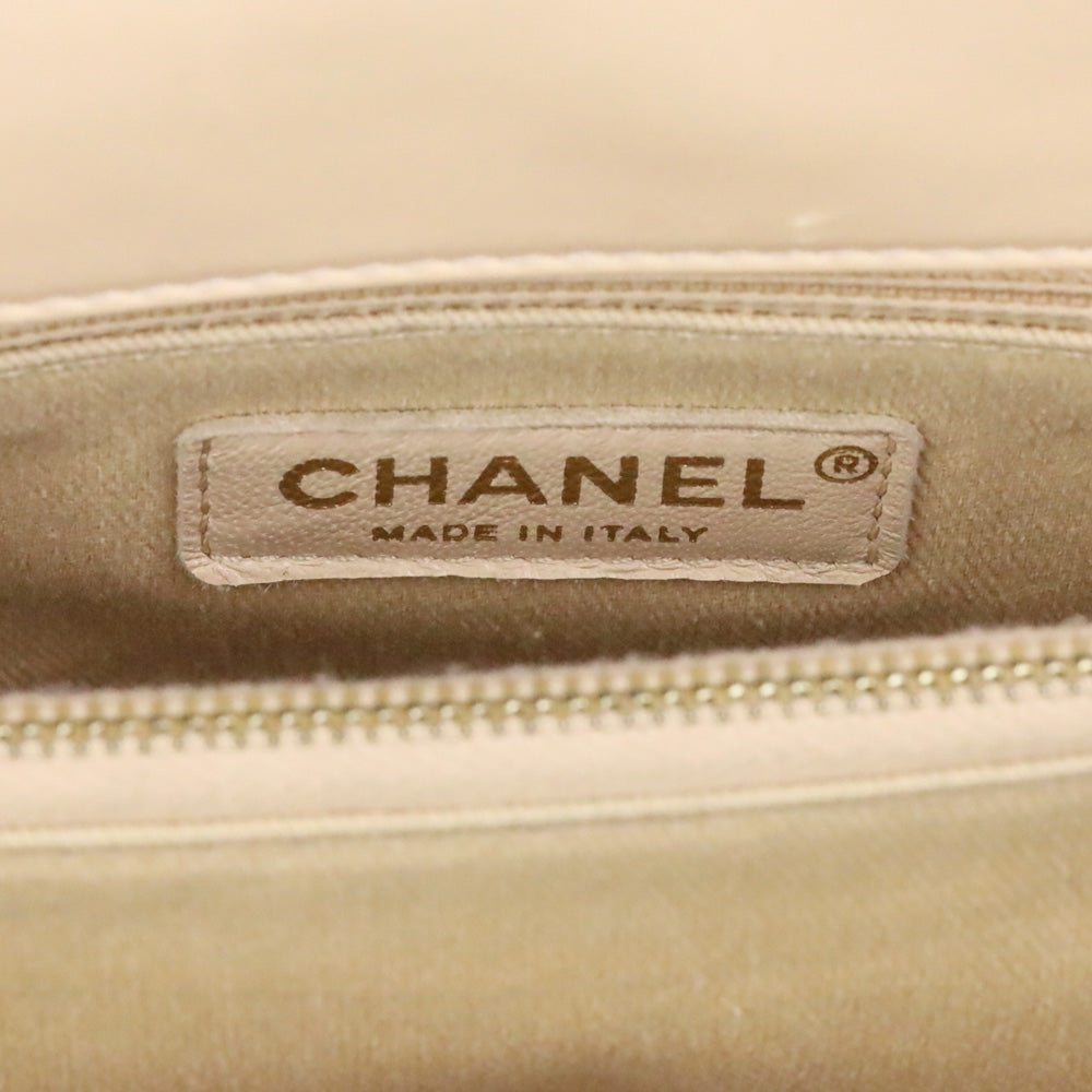 Chanel Beige Calfskin Chevron Quilted Medium Coco Handle Flap Bag