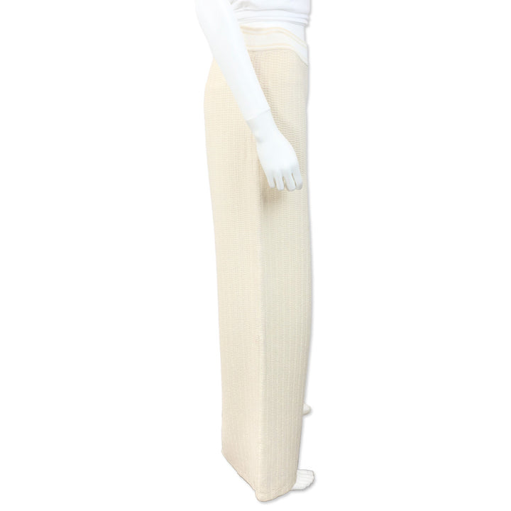 Chanel Beige Knit Mid-Rise Wide Leg Pants