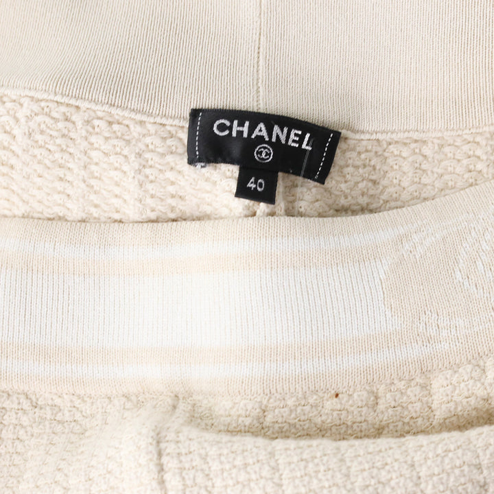 Chanel Beige Knit Mid-Rise Wide Leg Pants