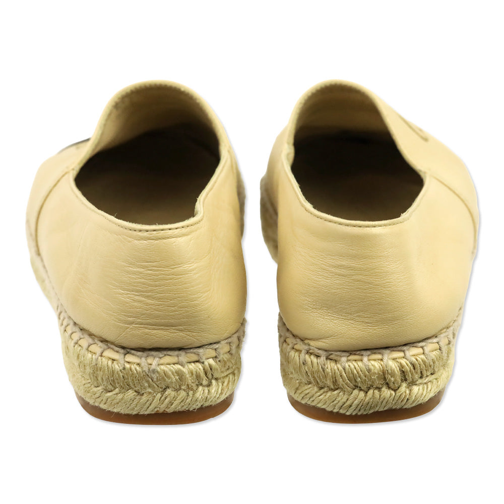 Chanel Beige/Black Lambskin Leather Espadrilles