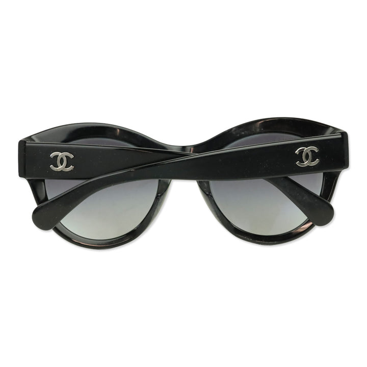 Chanel Black Acetate Butterfly Sunglasses