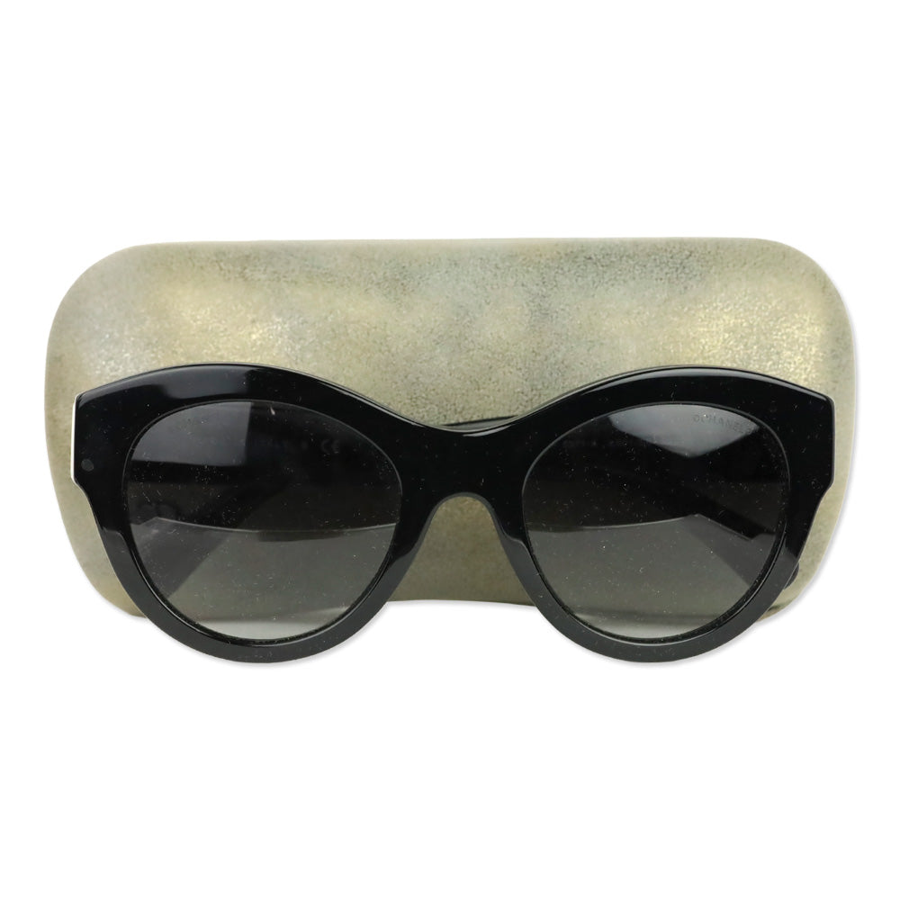 Chanel Black Acetate Butterfly Sunglasses