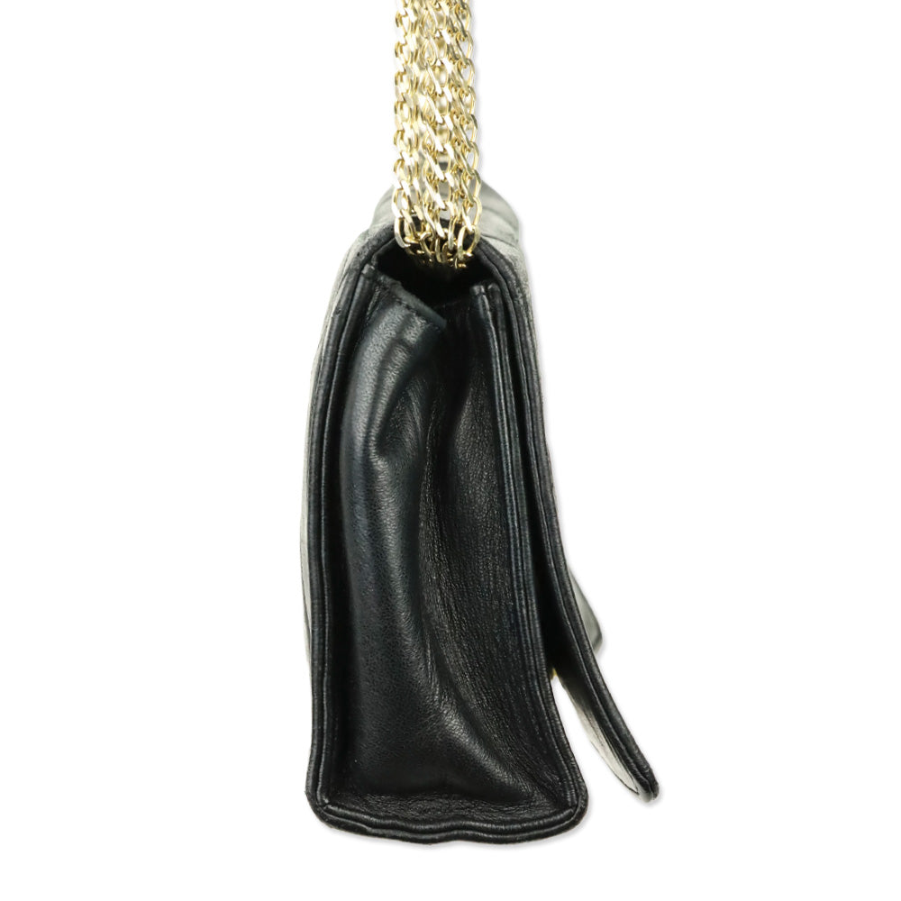 Chanel CC Matelasse Black Lambskin Leather Shoulder Bag