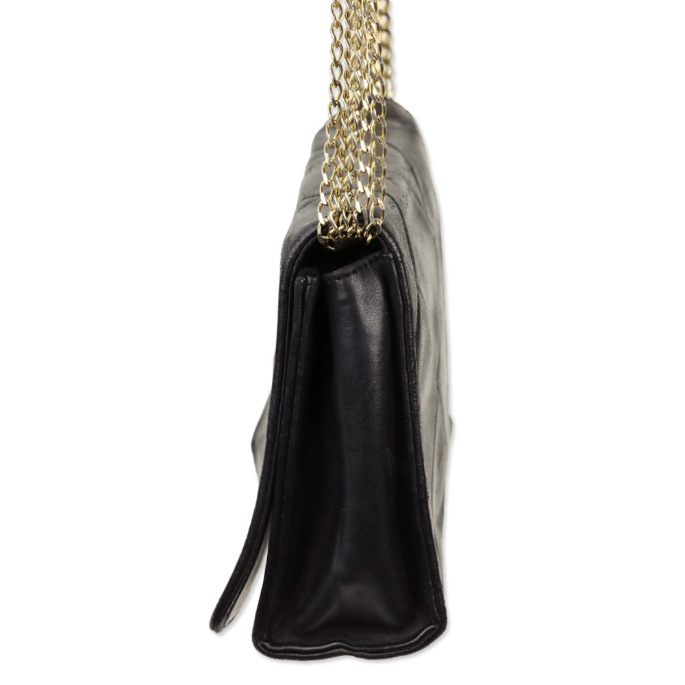 Chanel CC Matelasse Black Lambskin Leather Shoulder Bag