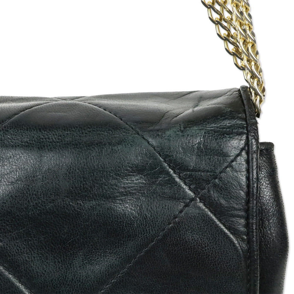 Chanel CC Matelasse Black Lambskin Leather Shoulder Bag