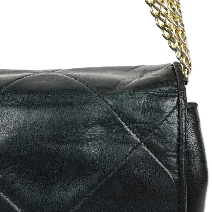 Chanel CC Matelasse Black Lambskin Leather Shoulder Bag
