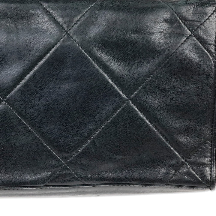Chanel CC Matelasse Black Lambskin Leather Shoulder Bag