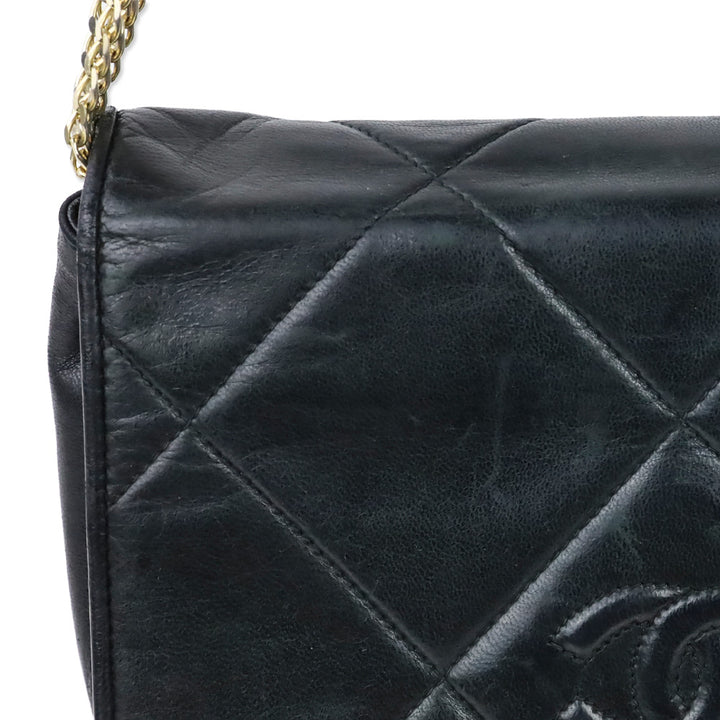 Chanel CC Matelasse Black Lambskin Leather Shoulder Bag