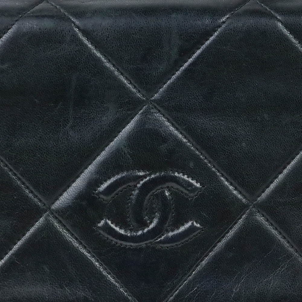 Chanel CC Matelasse Black Lambskin Leather Shoulder Bag
