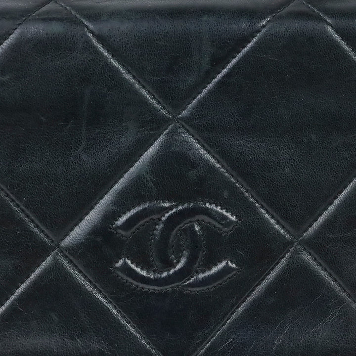 Chanel CC Matelasse Black Lambskin Leather Shoulder Bag