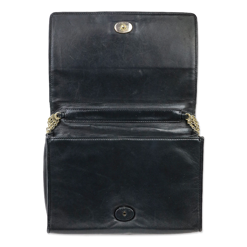 Chanel CC Matelasse Black Lambskin Leather Shoulder Bag
