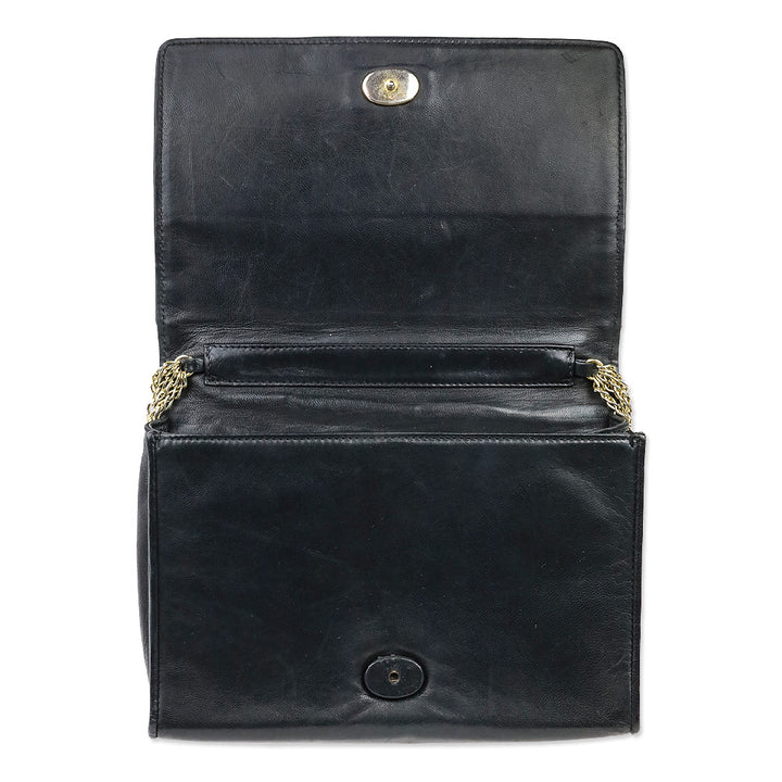 Chanel CC Matelasse Black Lambskin Leather Shoulder Bag
