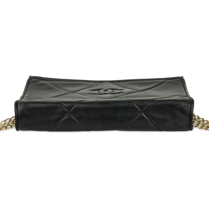 Chanel CC Matelasse Black Lambskin Leather Shoulder Bag