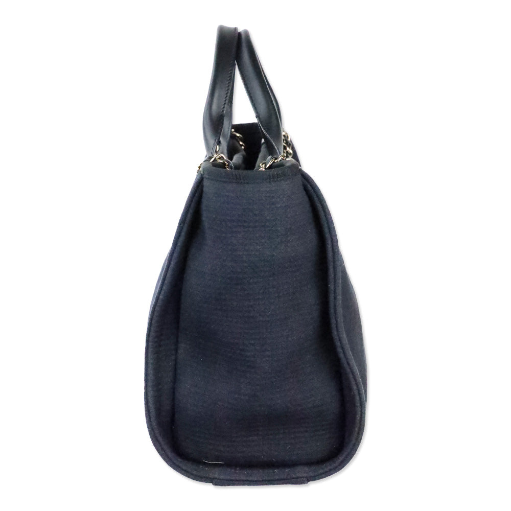 Chanel Black Canvas & Gold-Tone Metal Small Deauville Shopping Bag