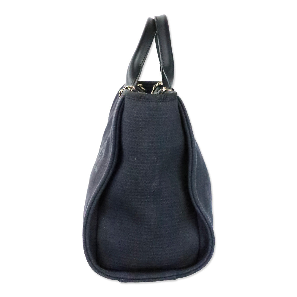 Chanel Black Canvas & Gold-Tone Metal Small Deauville Shopping Bag