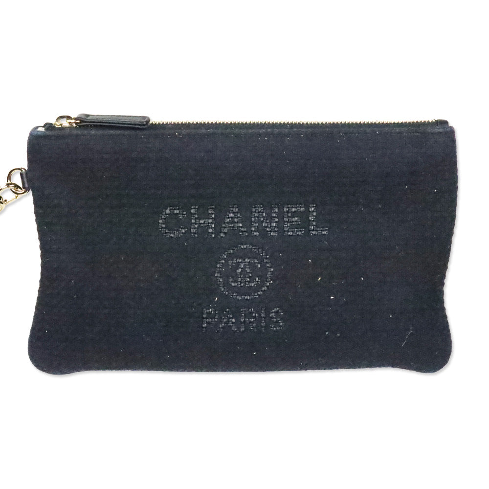 Chanel Black Canvas & Gold-Tone Metal Small Deauville Shopping Bag