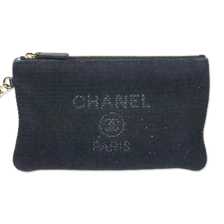 Chanel Black Canvas & Gold-Tone Metal Small Deauville Shopping Bag