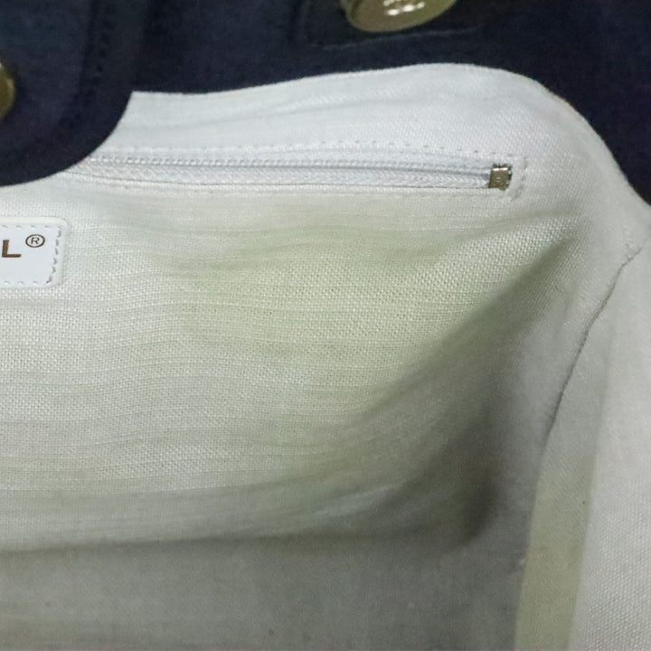 Chanel Black Canvas & Gold-Tone Metal Small Deauville Shopping Bag