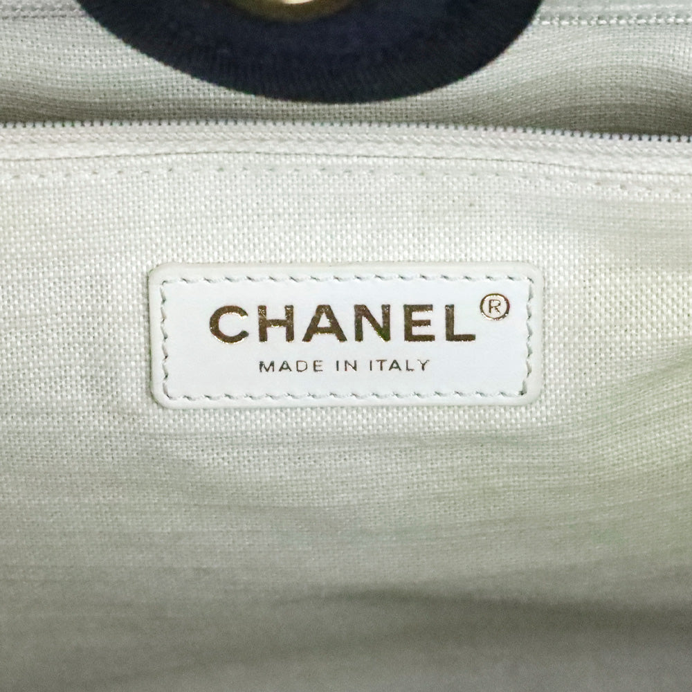 Chanel Black Canvas & Gold-Tone Metal Small Deauville Shopping Bag