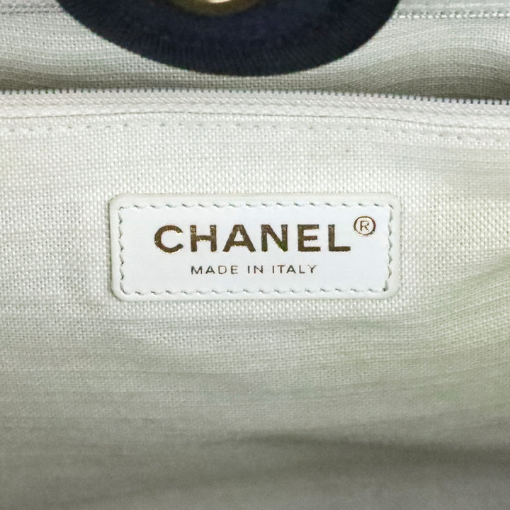 Chanel Black Canvas & Gold-Tone Metal Small Deauville Shopping Bag