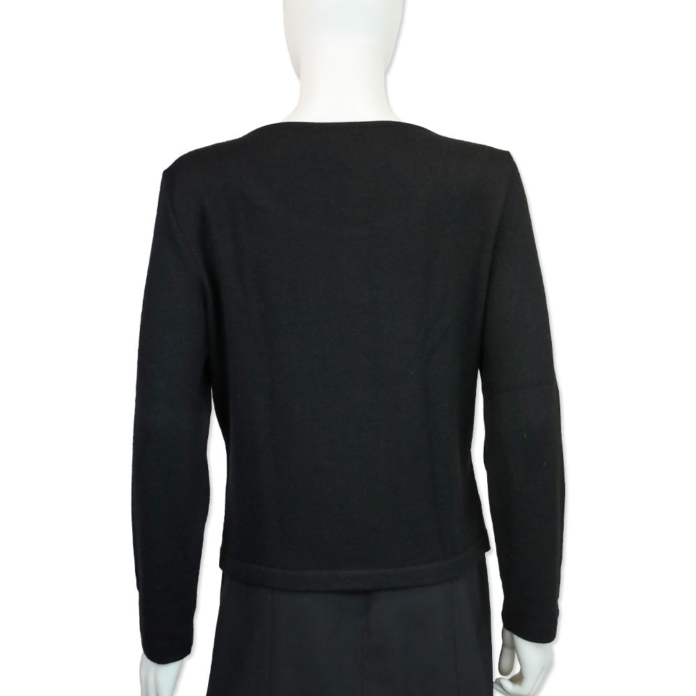 Chanel Black Cashmere Silk Knit Long Sleeve Henley Top