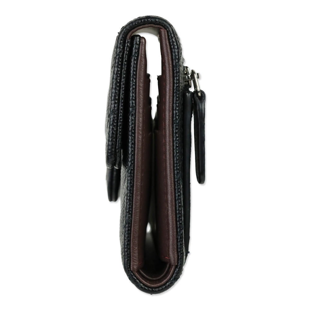 Chanel Black Caviar Chevron Quilted Leather Trifold Wallet