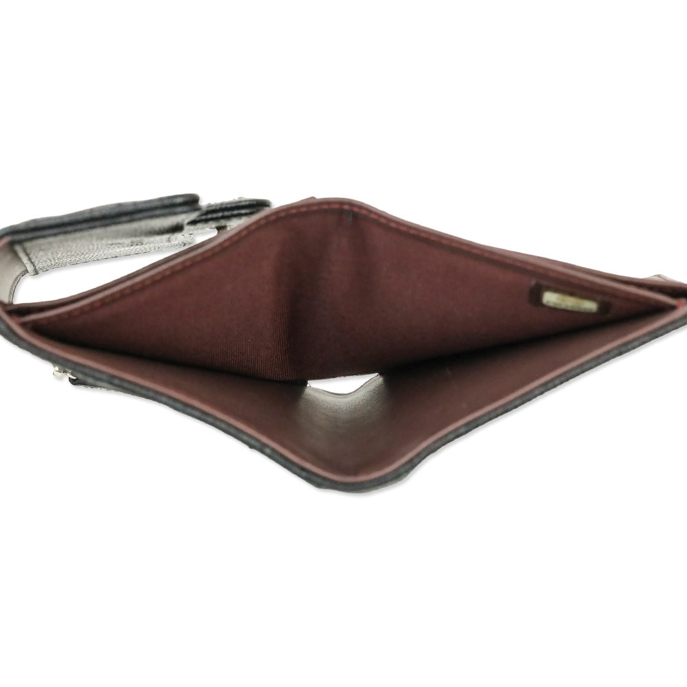 Chanel Black Caviar Chevron Quilted Leather Trifold Wallet