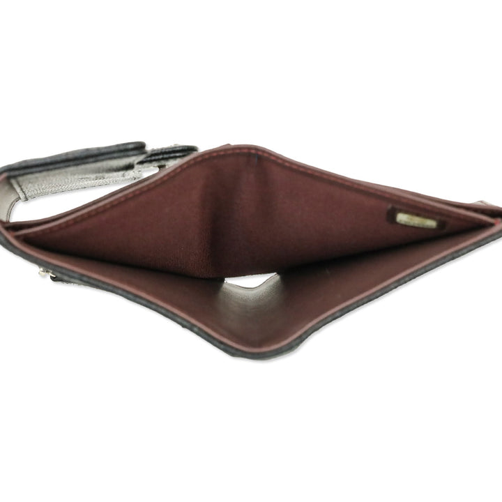 Chanel Black Caviar Chevron Quilted Leather Trifold Wallet