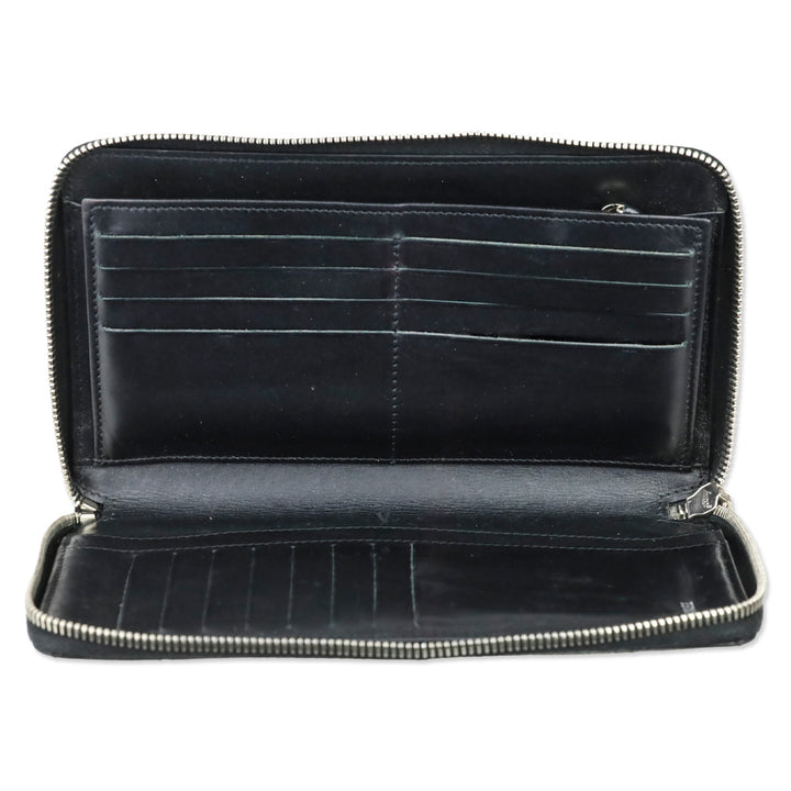Chanel Black Caviar Quilted Zip Around Wallet