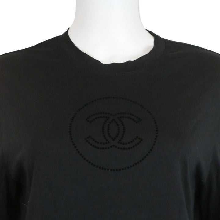 Chanel Black Cotton Velvet CC Logo L/S Shirt