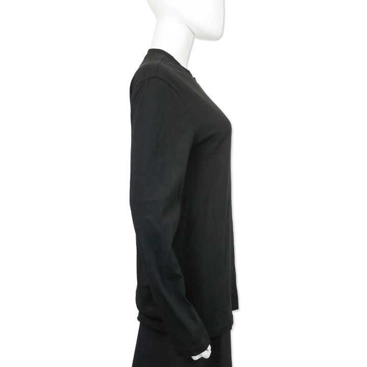 Chanel Black Cotton Velvet CC Logo L/S Shirt