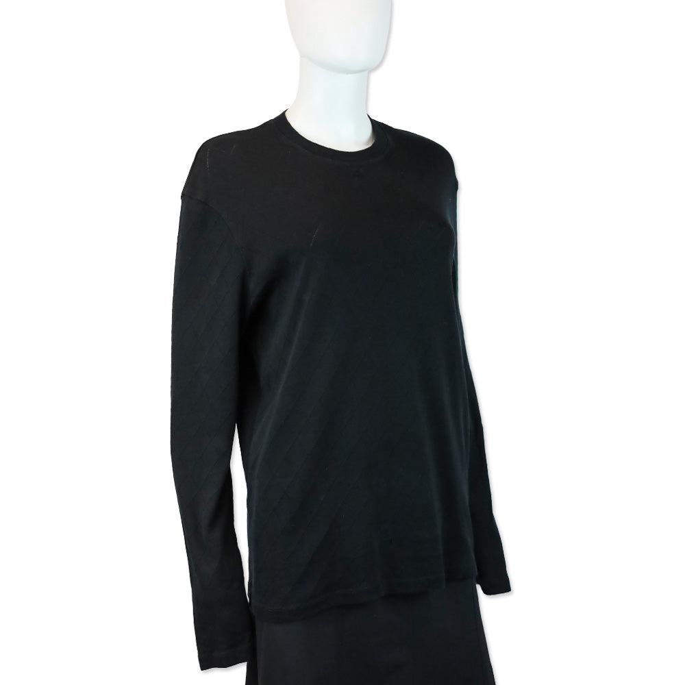 Chanel Black Diamond Quilted Cotton Long Sleeve Top