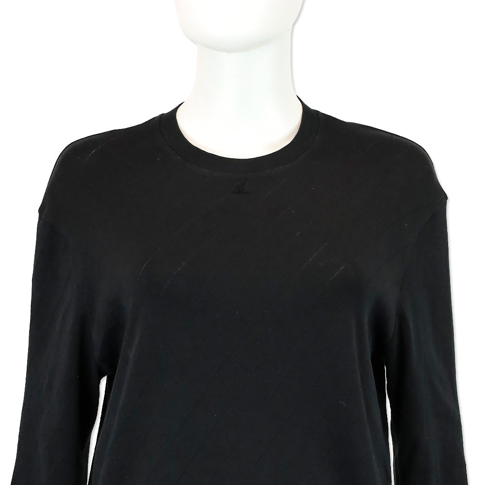 Chanel Black Diamond Quilted Cotton Long Sleeve Top