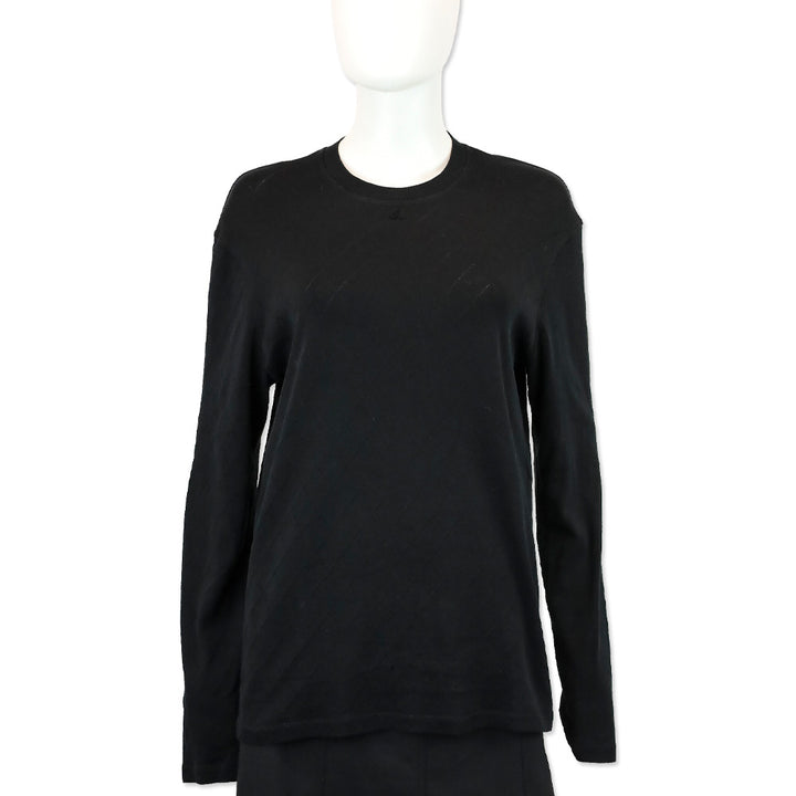 Chanel Black Diamond Quilted Cotton Long Sleeve Top