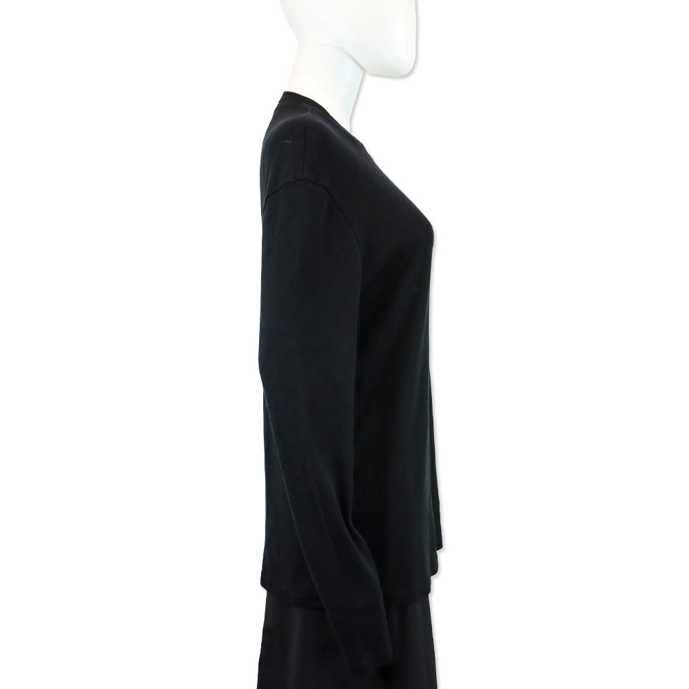 Chanel Black Diamond Quilted Cotton Long Sleeve Top