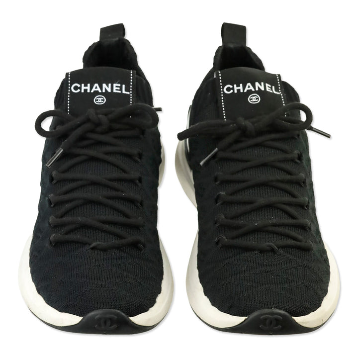 Chanel Black Fabric Matelasse Quilted Knit Low-Rise Sneakers