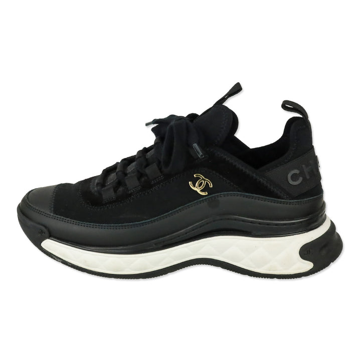 Chanel Black Fabric & Suede Calfskin Sneaker