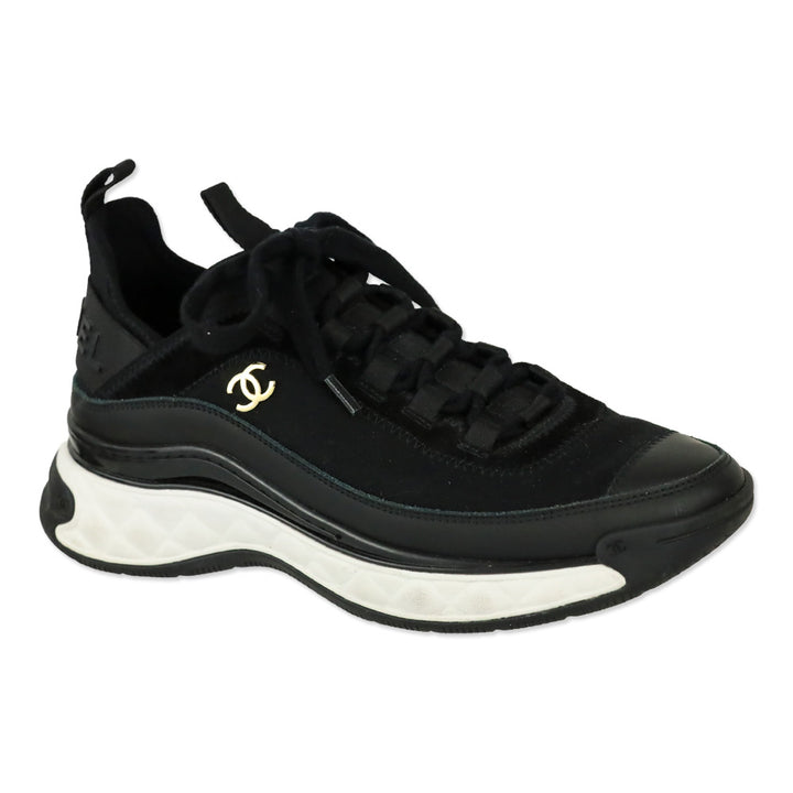 Chanel Black Fabric & Suede Calfskin Sneaker