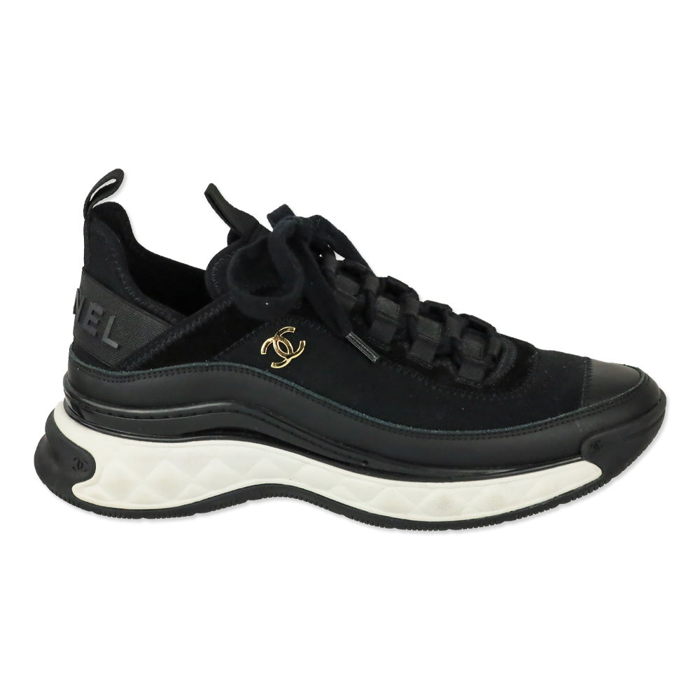 Chanel Black Fabric & Suede Calfskin Sneaker