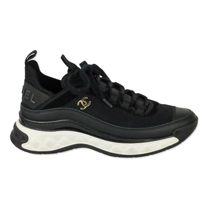 Chanel Black Fabric & Suede Calfskin Sneaker