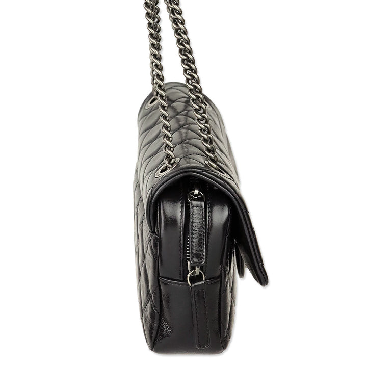 Chanel Black Glazed Calfskin Small Easy Flap Bag