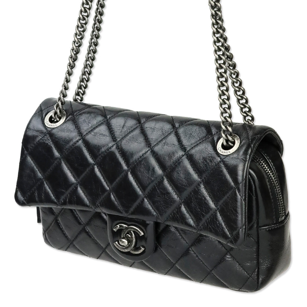 Chanel Black Glazed Calfskin Small Easy Flap Bag