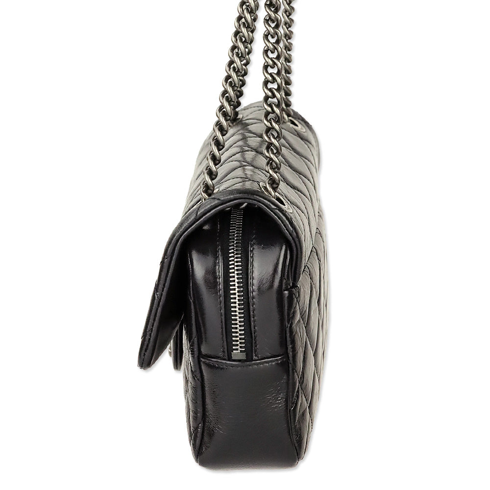 Chanel Black Glazed Calfskin Small Easy Flap Bag