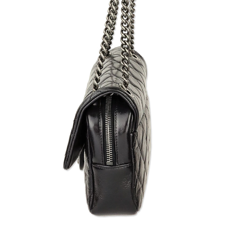 Chanel Black Glazed Calfskin Small Easy Flap Bag