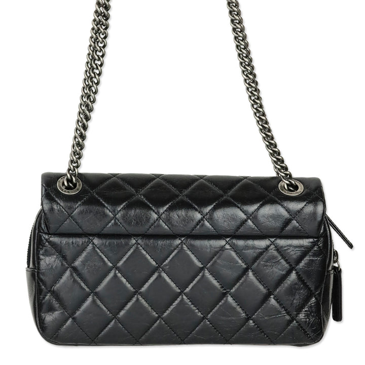 Chanel Black Glazed Calfskin Small Easy Flap Bag