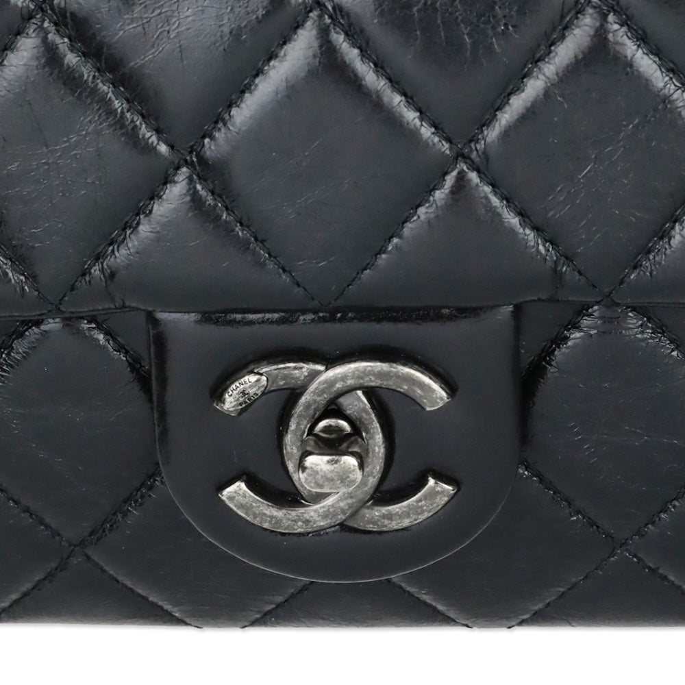 Chanel Black Glazed Calfskin Small Easy Flap Bag