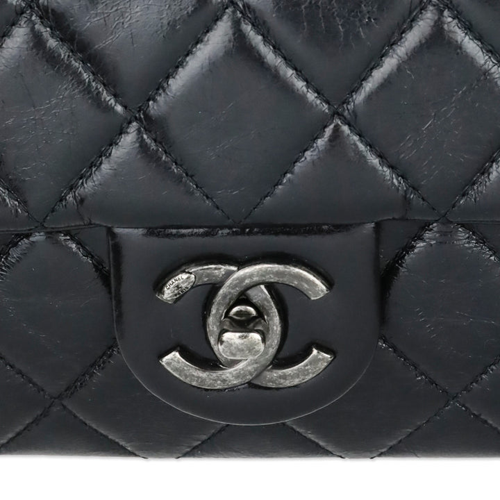 Chanel Black Glazed Calfskin Small Easy Flap Bag